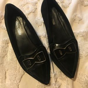 Vintage Miu Miu black suede bow shoes
